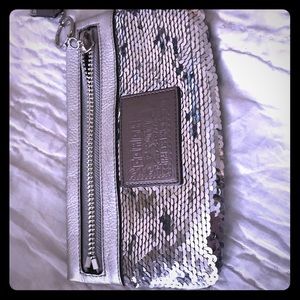 Silver sequins Coach Poppy Wristlet